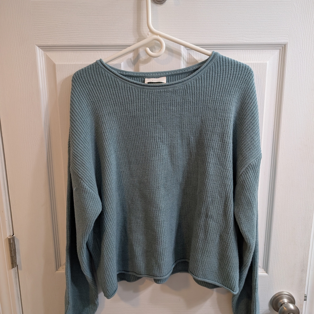 Mia & Tess Cozy blue ribbed knit sweater -‎ Size L